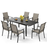 MAISON ARTS 7/9-Piece Patio Dining Set with Metal Expandable Table and Textilene Fabric Padded Armchairs
