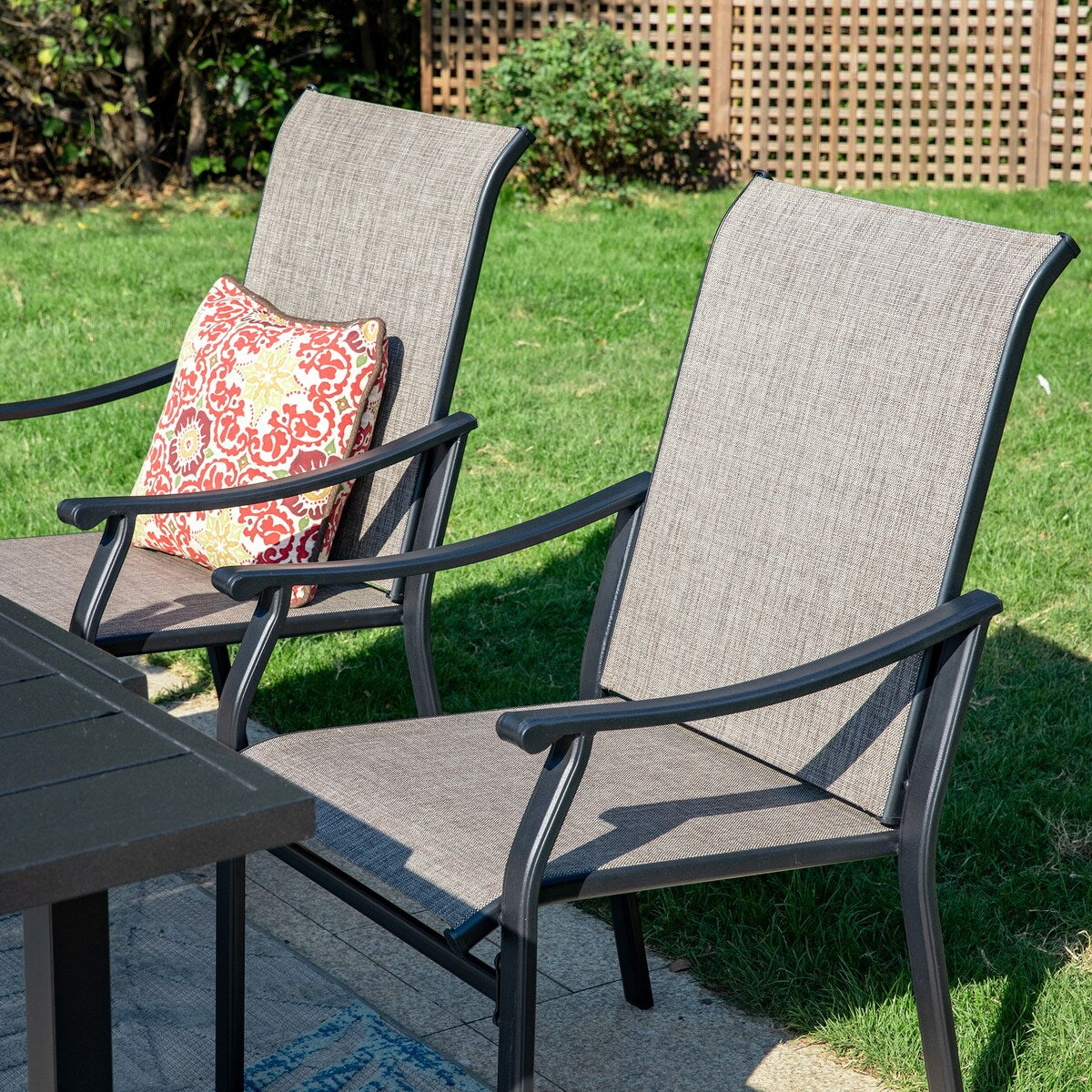 MAISON ARTS 7/9-Piece Patio Dining Set with Metal Expandable Table and Textilene Fabric Padded Armchairs