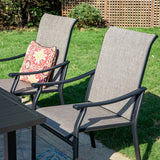 MAISON ARTS 7/9-Piece Patio Dining Set with Metal Expandable Table and Textilene Fabric Padded Armchairs