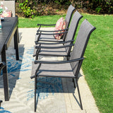 MAISON ARTS 7/9-Piece Patio Dining Set with Metal Expandable Table and Textilene Fabric Padded Armchairs