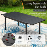 MAISON ARTS 7/9-Piece Patio Dining Set with Metal Expandable Table and Textilene Fabric Padded Armchairs