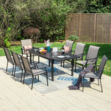 MAISON ARTS 7/9-Piece Patio Dining Set with Metal Expandable Table and Textilene Fabric Padded Armchairs