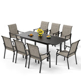 MAISON ARTS 7/9-Piece Patio Dining Set with Metal Expandable Table and Textilene Fabric Padded Armchairs