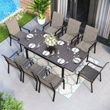 MAISON ARTS 7/9-Piece Patio Dining Set with Metal Expandable Table and Textilene Fabric Padded Armchairs