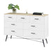 7 Drawer Dresser for Bedroom with Deep Drawers, Wood Dressers & Chest of Drawers, Modern White Long Dressers White & oak