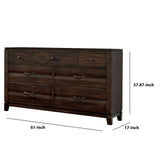 7 Drawer Wooden Dresser with Rough Hewn Texture detail, Brown