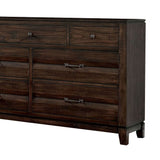 7 Drawer Wooden Dresser with Rough Hewn Texture detail, Brown
