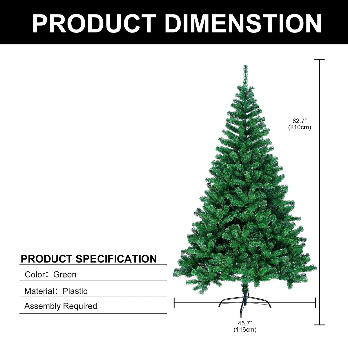 YANSUN 7 FT Premium Artificial Christmas Tree Full Bodied Lightweight Christmas Tree with Metal Stand for Christmas - 82.68 in.