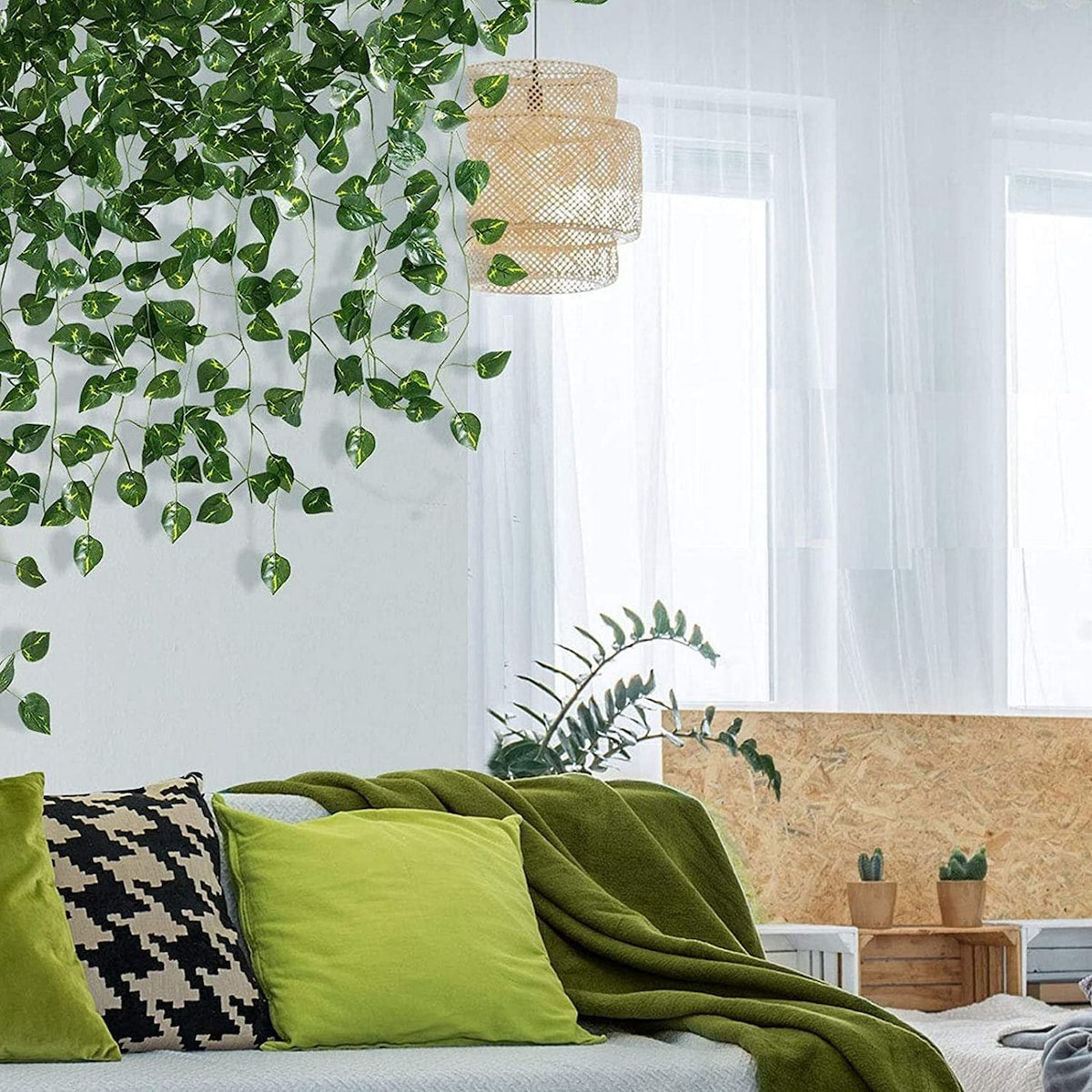 7 Feet Artificial Greenery Garland Fake Leaf Vines for Hanging Decor - 360pc