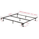 7-Leg Heavy Duty Queen Bed Frame with Center Support & Locking Wheel