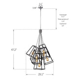 7-Light Multi Cage Industrial Pendant Lamp Stairway Chandelier