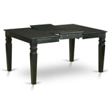 East West Furniture 7 Piece Modern Dining Table Set- a Wooden Table and 6 Chairs, Black(Seat Type Options)