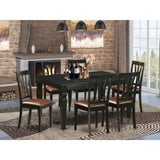 East West Furniture 7 Piece Modern Dining Table Set- a Wooden Table and 6 Chairs, Black(Seat Type Options)
