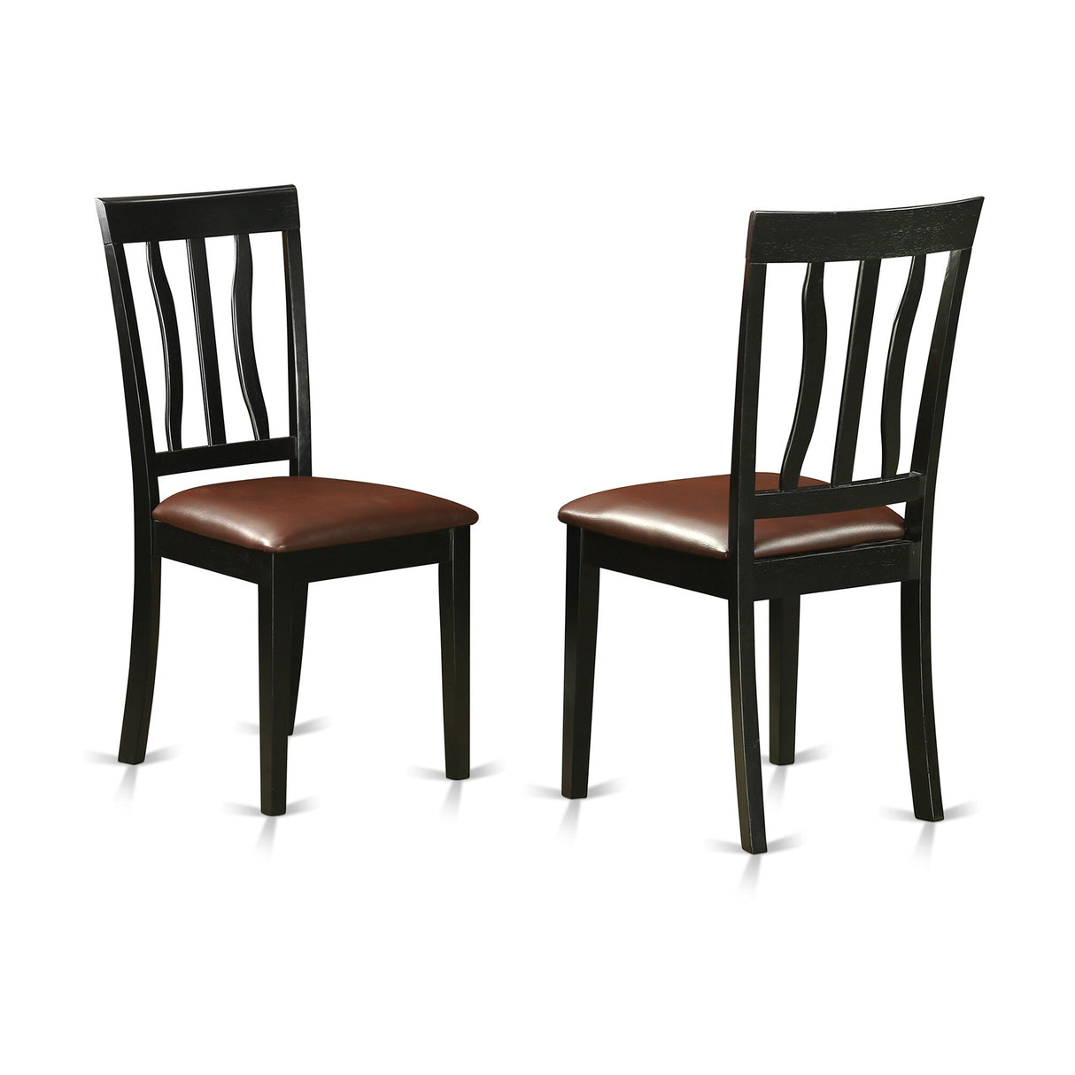 East West Furniture 7 Piece Modern Dining Table Set- a Wooden Table and 6 Chairs, Black(Seat Type Options)