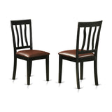 East West Furniture 7 Piece Modern Dining Table Set- a Wooden Table and 6 Chairs, Black(Seat Type Options)