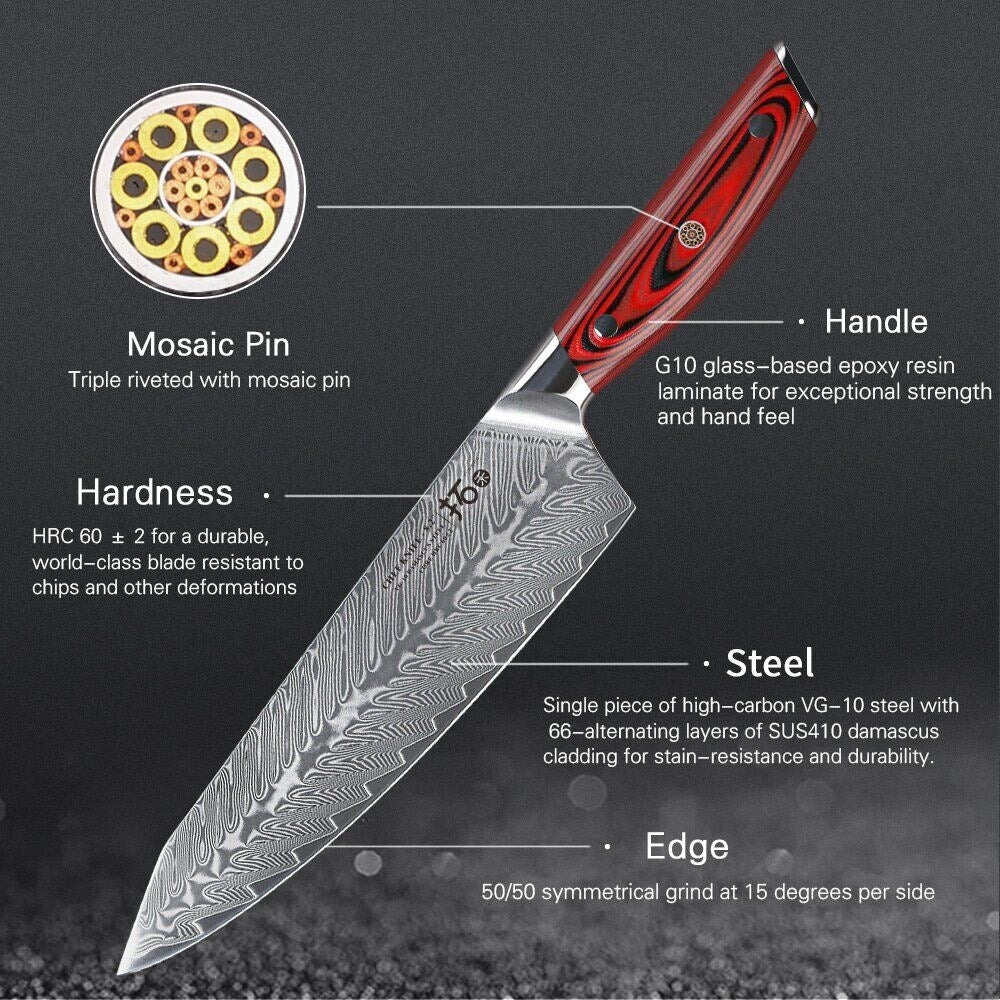 7 Pcs Japanese VG10 Damascus Steel Chef Knife Set