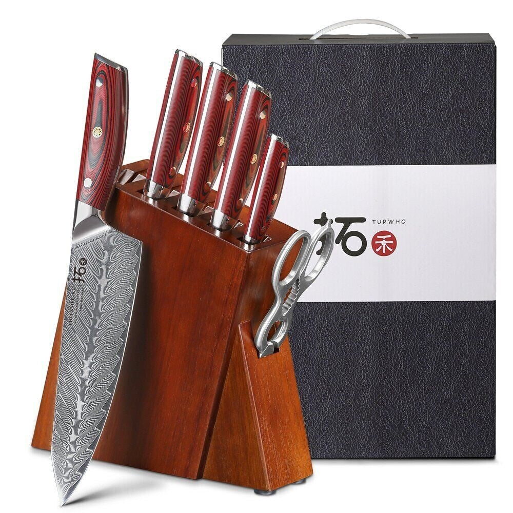 7 Pcs Japanese VG10 Damascus Steel Chef Knife Set