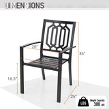 MAISON ARTS 7-Pcs Outdoor Dining Set Steel Combo Dining Chairs with Cushion and 6-Person Umbrella Table