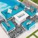 FINCATI 7 Pcs Patio Furniture Set with Firepit Table Outdoor Sectional Sofa