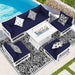 FINCATI 7 Pcs Patio Furniture Set with Firepit Table Outdoor Sectional Sofa
