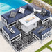 FINCATI 7 Pcs Patio Furniture Set with Firepit Table Outdoor Sectional Sofa
