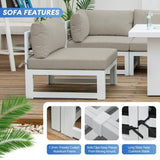 FINCATI 7 Pcs Patio Furniture Set with Firepit Table Outdoor Sectional Sofa