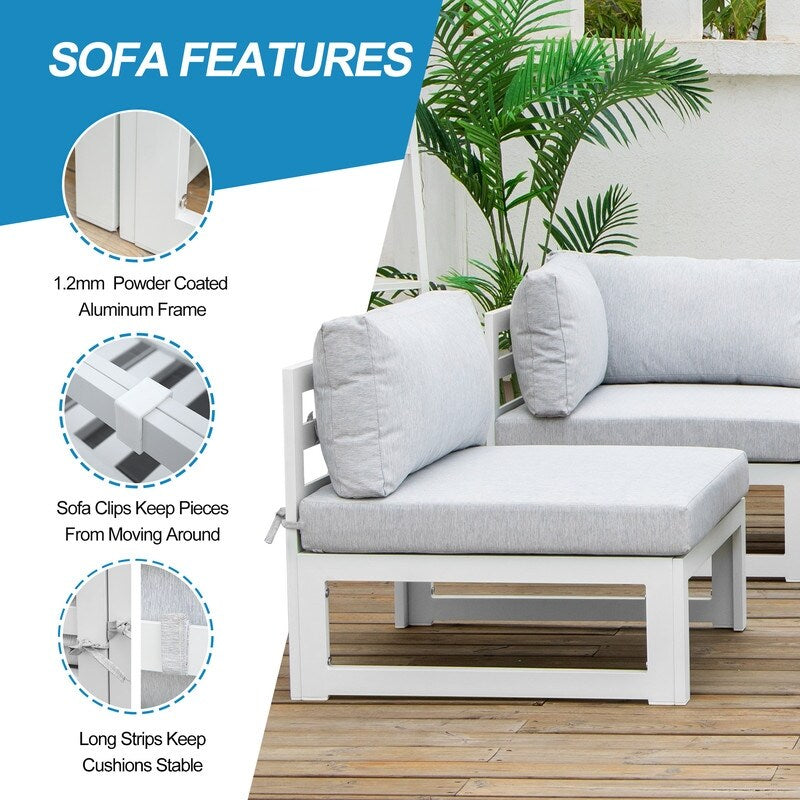 FINCATI 7 Pcs Patio Furniture Set with Firepit Table Outdoor Sectional Sofa