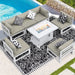 FINCATI 7 Pcs Patio Furniture Set with Firepit Table Outdoor Sectional Sofa