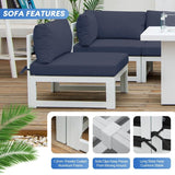 FINCATI 7 Pcs Patio Furniture Set with Firepit Table Outdoor Sectional Sofa
