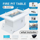 FINCATI 7 Pcs Patio Furniture Set with Firepit Table Outdoor Sectional Sofa