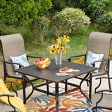 MAISON ARTS 7-Piece / 5-Piece Padded Textilene Chairs with Wave Arms & Metal Table Patio Dining Set