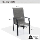 MAISON ARTS 7-Piece / 5-Piece Padded Textilene Chairs with Wave Arms & Metal Table Patio Dining Set