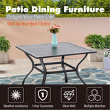 MAISON ARTS 7-Piece / 5-Piece Padded Textilene Chairs with Wave Arms & Metal Table Patio Dining Set