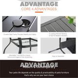 MAISON ARTS 7-Piece / 5-Piece Padded Textilene Chairs with Wave Arms & Metal Table Patio Dining Set