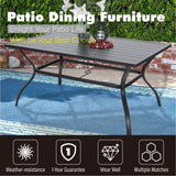 MAISON ARTS 7-Piece / 5-Piece Padded Textilene Chairs with Wave Arms & Metal Table Patio Dining Set
