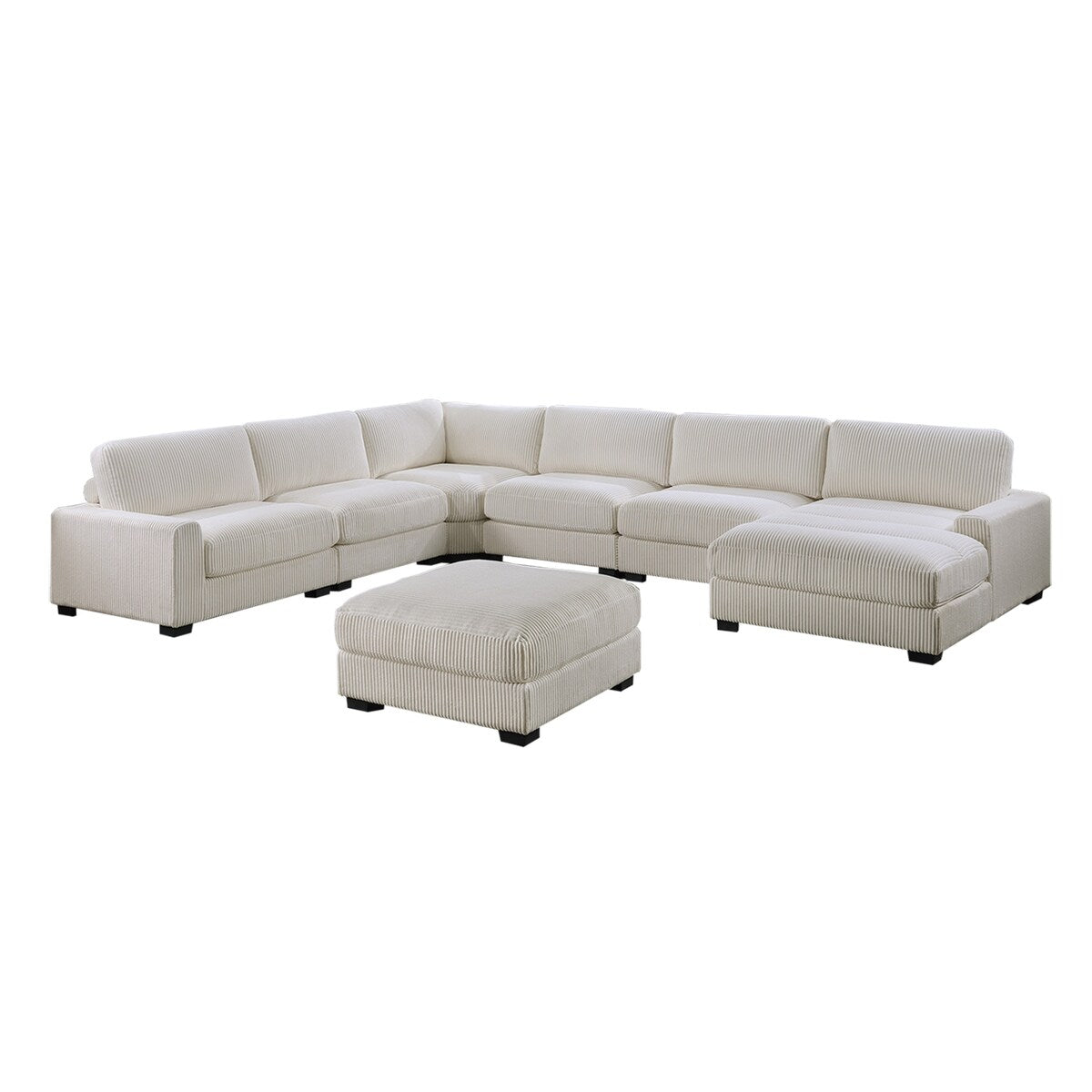 7 Piece Corduroy Upholstered Modular Sectional Sofa Set