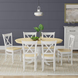7-Piece Dining Set, Oval Butterfly Leaf Table and Cross Back Chairs