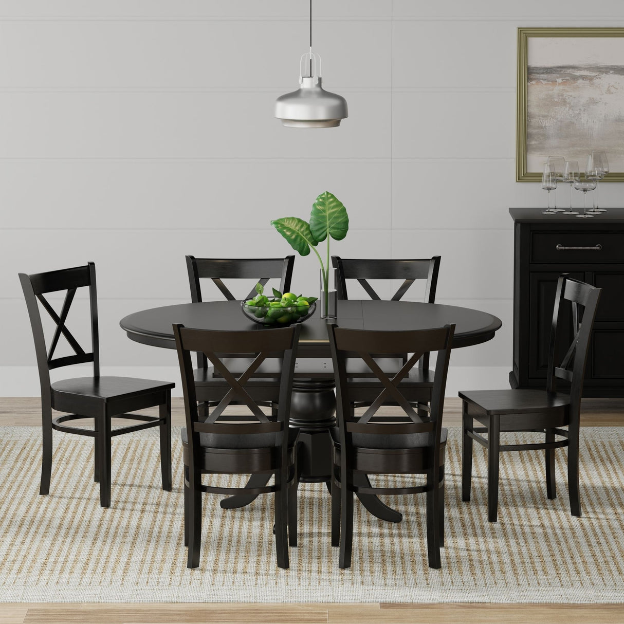 7-Piece Dining Set, Oval Butterfly Leaf Table and Cross Back Chairs
