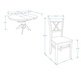 7-Piece Dining Set, Oval Butterfly Leaf Table and Cross Back Chairs