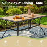 7-Piece E-coating Metal Patio Dining Set of 6 Swivle Chairs and 1 Metal Framed Table with Wood-like Table Top - N/A