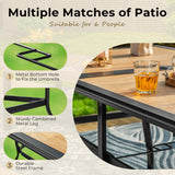 7-Piece E-coating Metal Patio Dining Set of 6 Swivle Chairs and 1 Metal Framed Table with Wood-like Table Top - N/A