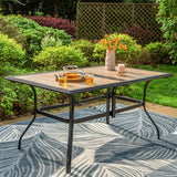 7-Piece E-coating Metal Patio Dining Set of 6 Swivle Chairs and 1 Metal Framed Table with Wood-like Table Top - N/A
