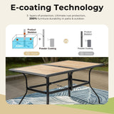 7-Piece E-coating Metal Patio Dining Set of 6 Swivle Chairs and 1 Metal Framed Table with Wood-like Table Top - N/A