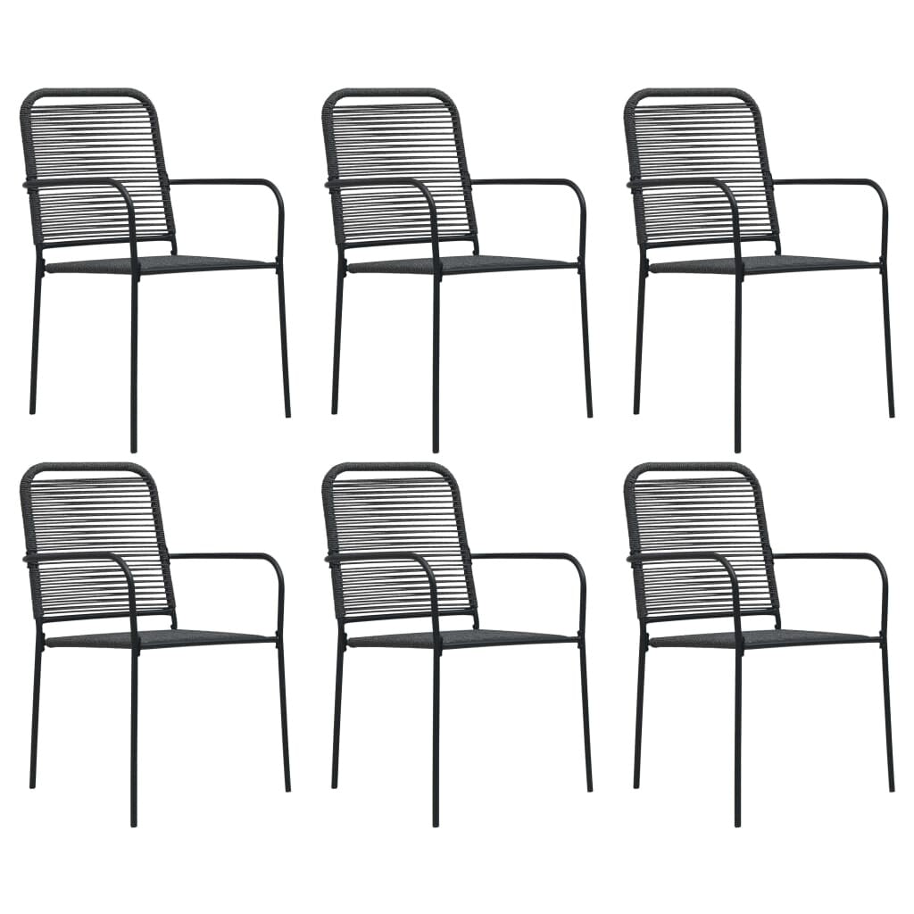 7 Piece Garden Dining Set Black Glass and Steel