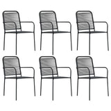 7 Piece Garden Dining Set Black Glass and Steel