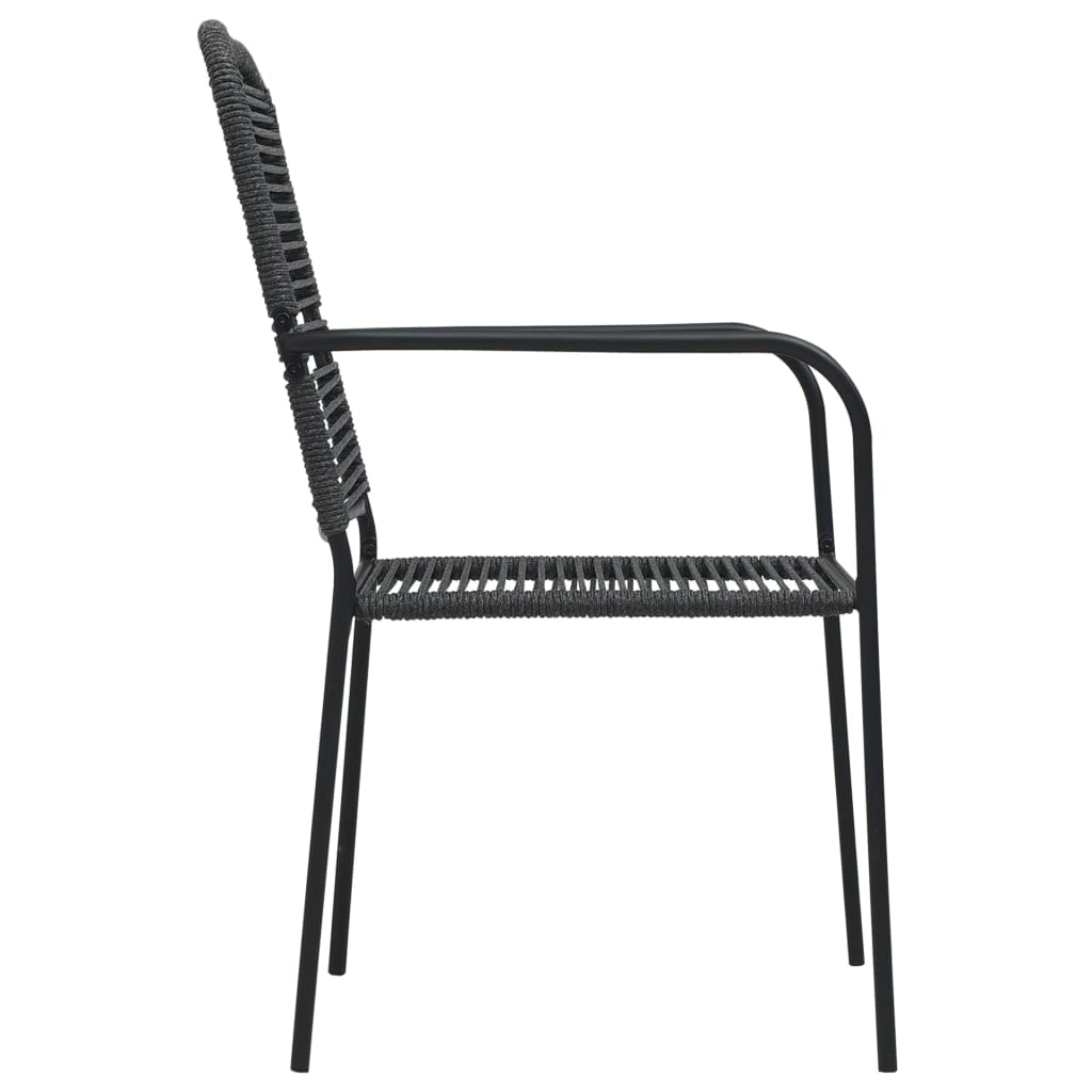 7 Piece Garden Dining Set Black Glass and Steel