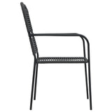 7 Piece Garden Dining Set Black Glass and Steel