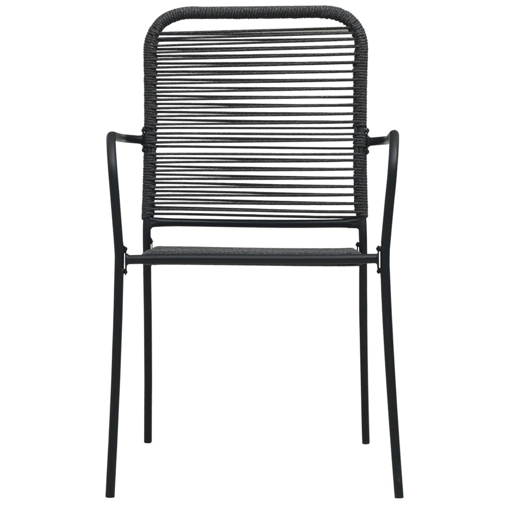 7 Piece Garden Dining Set Black Glass and Steel