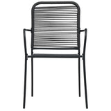7 Piece Garden Dining Set Black Glass and Steel