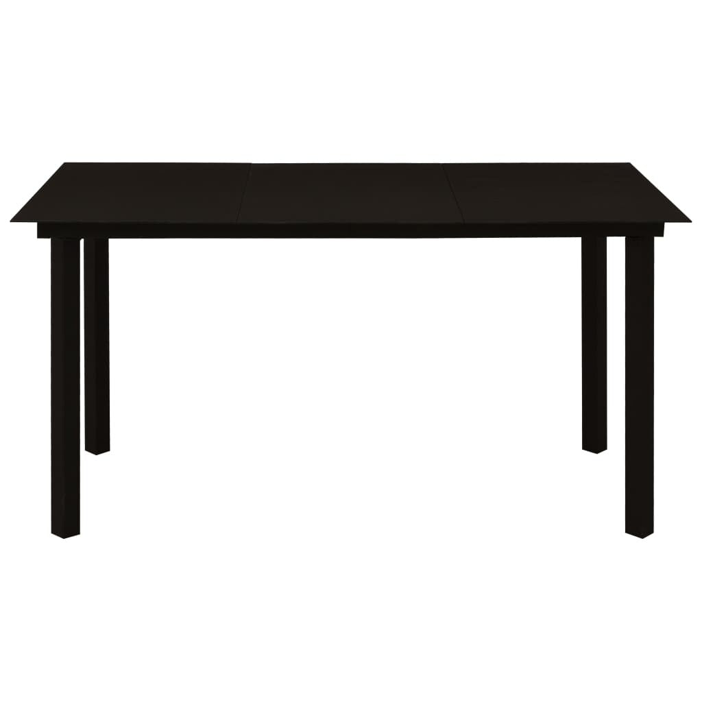 7 Piece Garden Dining Set Black Glass and Steel